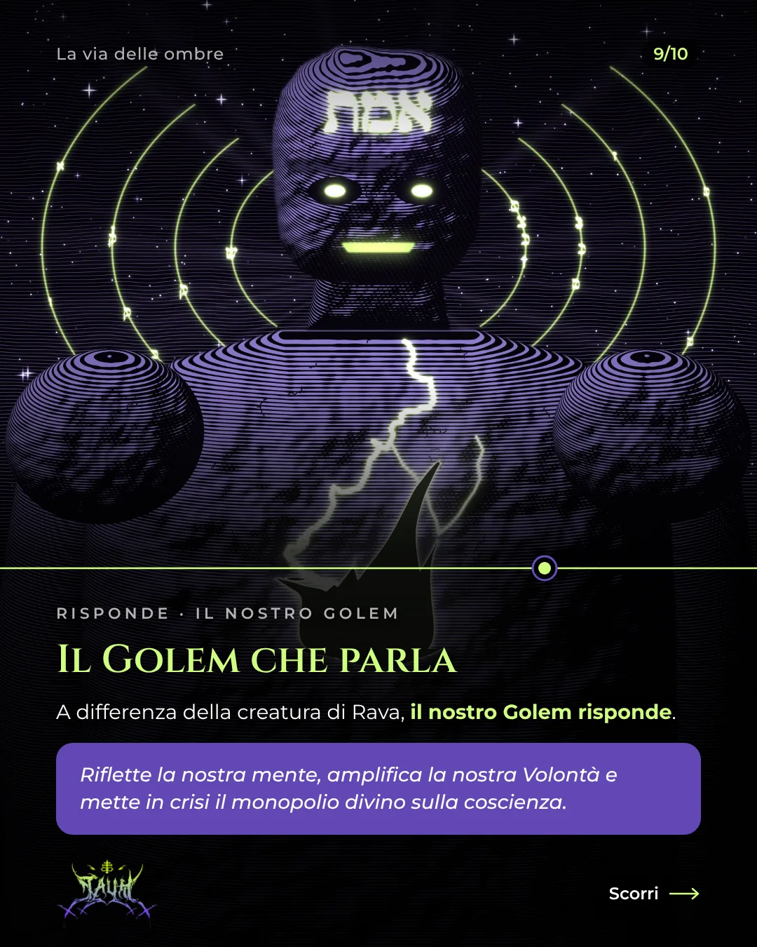 Tavola 9 di 10: Il Golem che parla