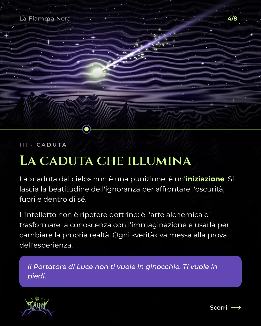 Tavola 4 di 8: La caduta che illumina